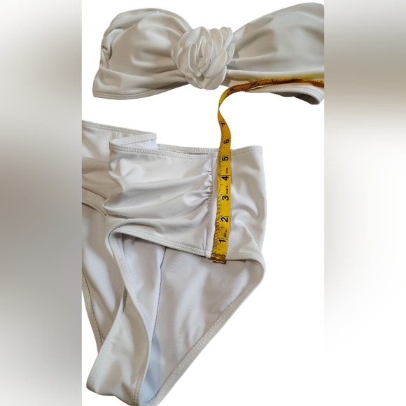 SHENHE | Women's 2 Piece Strapless Ruched High Waisted Bandeau Bikini | Medium - Picture 7 of 13